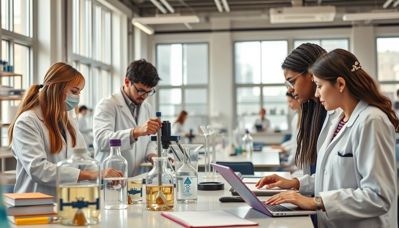 Students working in research laboratory