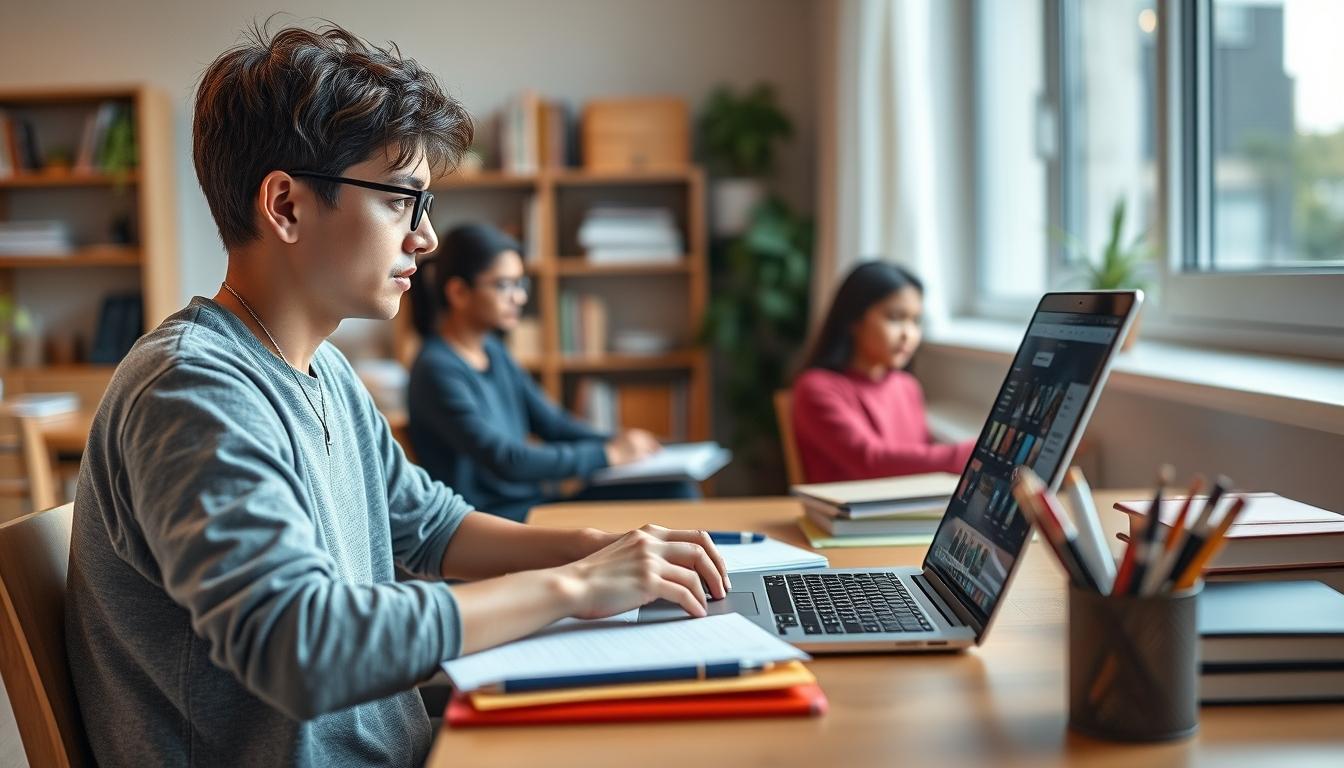 Students collaborating in study space